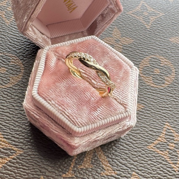 PAVOI 14K Gold Plated Cubic Zirconia Twisted Rope Eternity Band - Picture 4 of 6